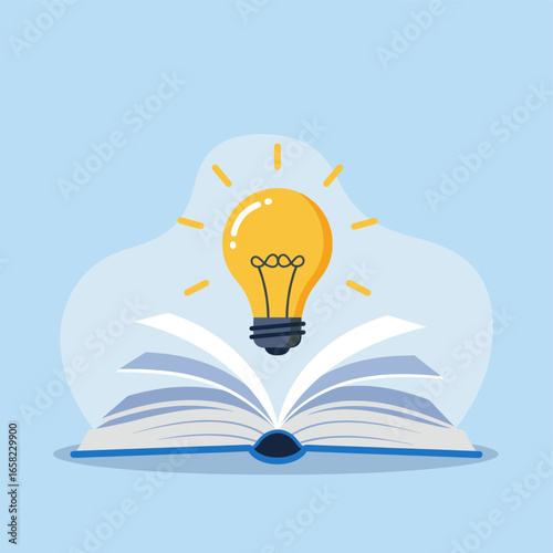 Creative Learning and Ideas - Light Bulb Above Open Book