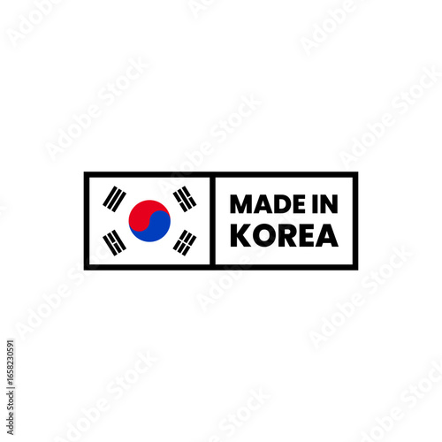 Made in South Korea Stamp with Korean Flag Graphic