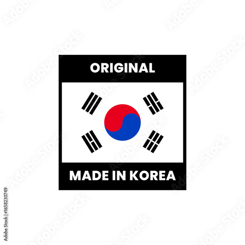 Made in South Korea Stamp with Korean Flag Graphic