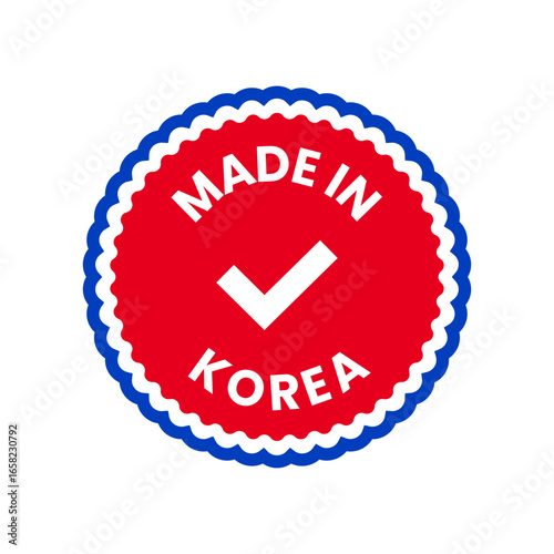 Circular  Made in South Korea Label in Bold Red Design