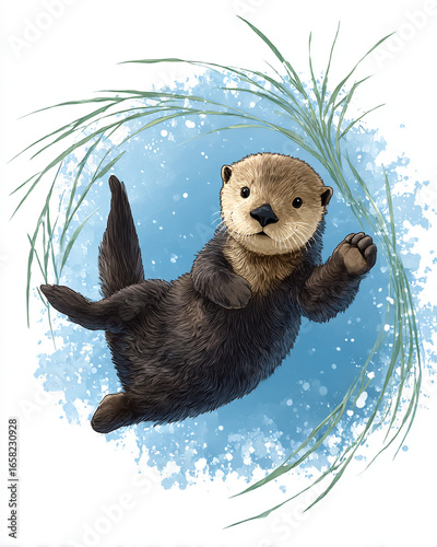 An otter floating on the water