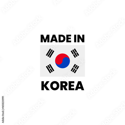 Made in South Korea Stamp with Korean Flag Graphic