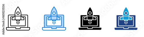 startup icon set multiple style collection