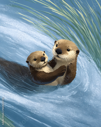 An otter floating on the water