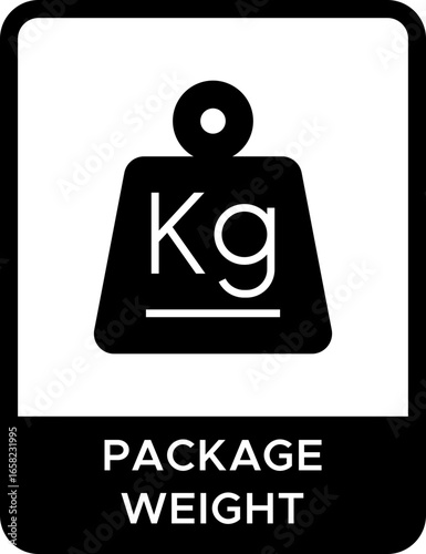 Package weight icon. Heavy package symbol. Cargo weight instruction label. Vector illustration. With Label Glyph Icon