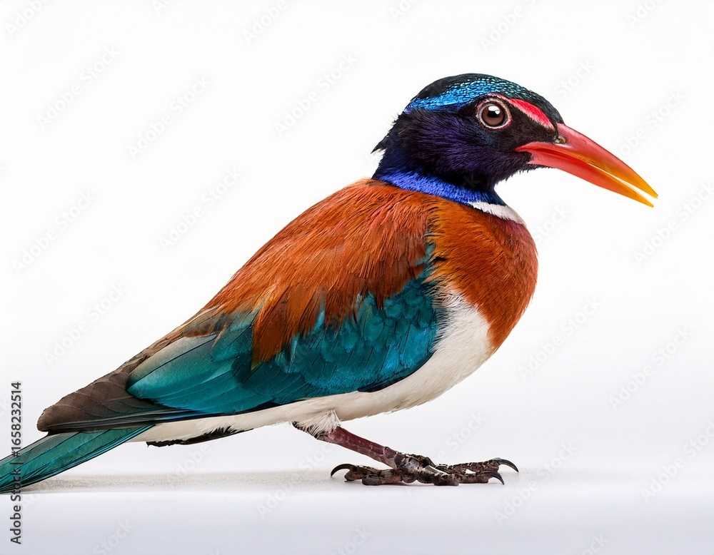 Fototapeta premium a colorful bird standing on a white background