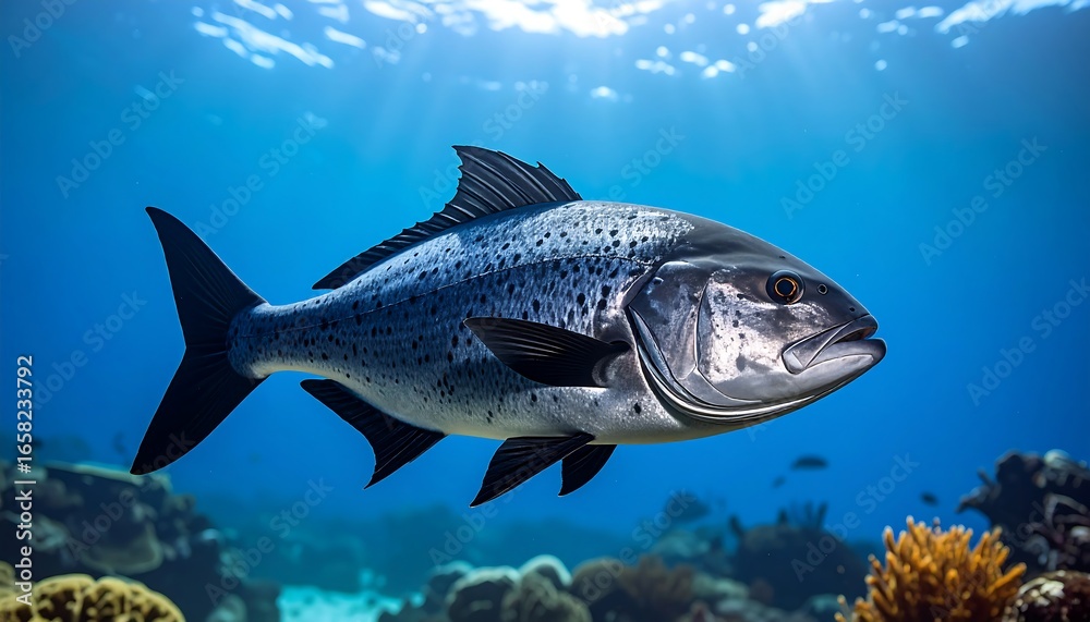 Fototapeta premium Underwater shot of a fish in coral reef