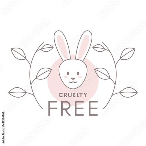 Minimalist Rabbit Head Cruelty Free Circle Badge