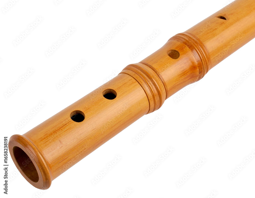 Naklejka premium Bamboo flute with finger holes isolated on transparent background PNG