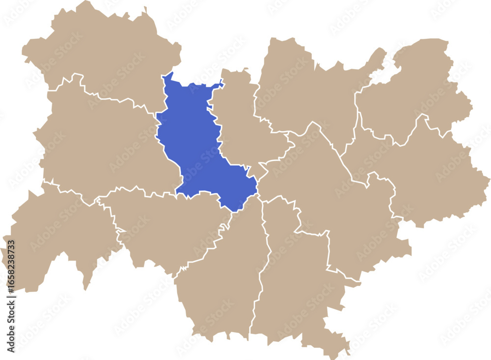 Fototapeta premium Illustration carte de la région Auvergne-Rhône-Alpes avec département Loire mis en lumière