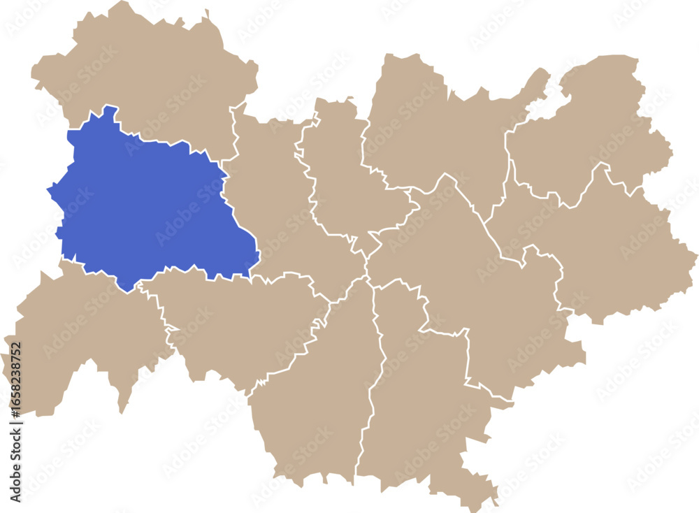 Obraz premium Illustration carte de la région Auvergne-Rhône-Alpes avec département Puy-de-Dôme mis en lumière