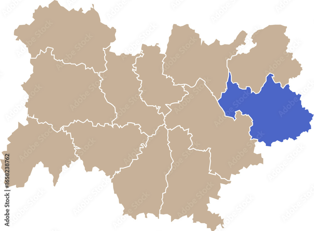 Obraz premium Illustration carte de la région Auvergne-Rhône-Alpes avec département Savoie mis en lumière