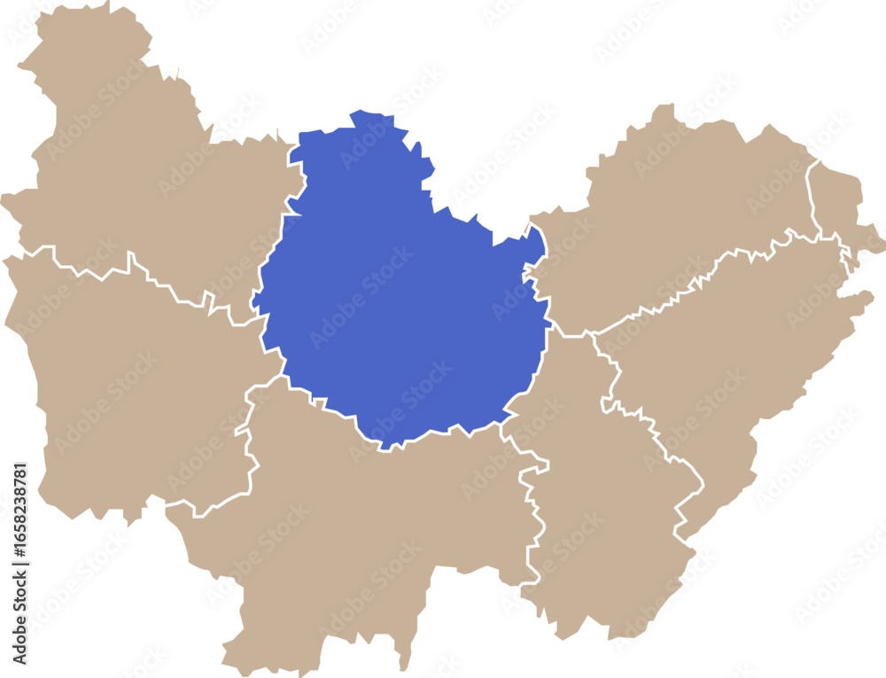 Fototapeta premium Illustration carte de la région Bourgogne-Franche-Comté avec département Côte-d'Or mis en lumière