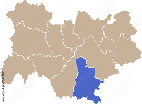 Illustration carte de la région Auvergne-Rhône-Alpes avec département Drôme mis en lumière