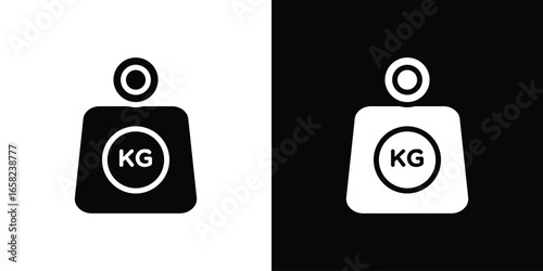 Kilogram Weight Icon in Black and White with Simple Design