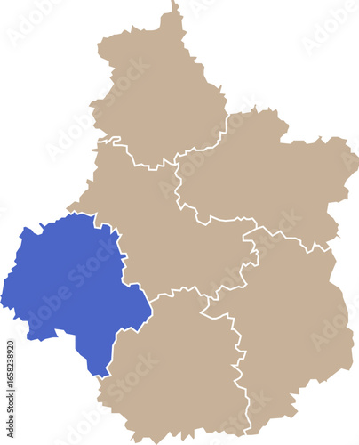 Illustration carte de la région Centre-Val de Loire avec département Indre-et-Loire mis en lumière