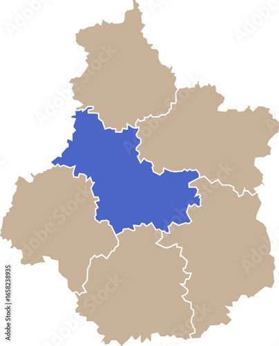 Illustration carte de la région Centre-Val de Loire avec département Loir-et-cher mis en lumière