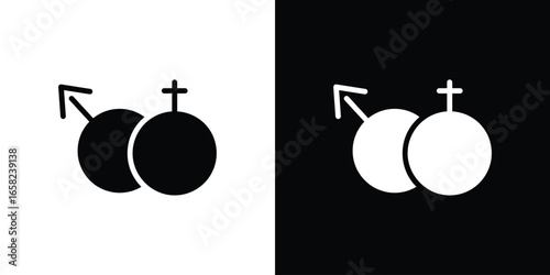 Gender Symbols Combined, Isolated on White Background