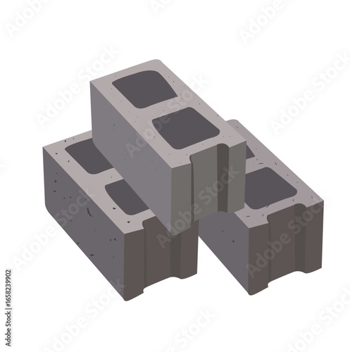 Grey Bricks, Gray bricks. Concrete building blocks icon. Construction. 