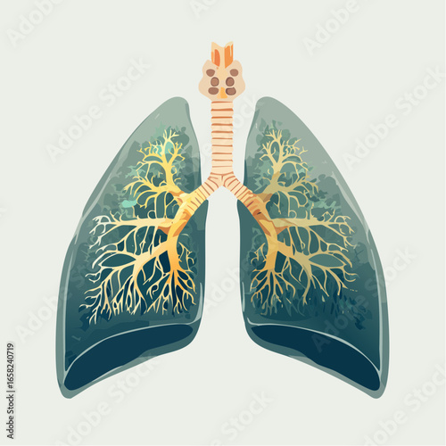 human lungs and medical symbol