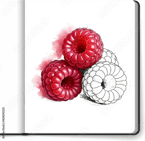 Conceptual Art Sketch Style A Still Life of Raspberries