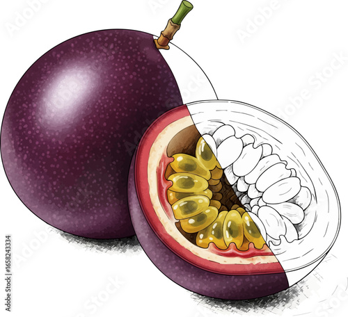 Conceptual Art Sketch Style A Still Life of Passion Fruit
