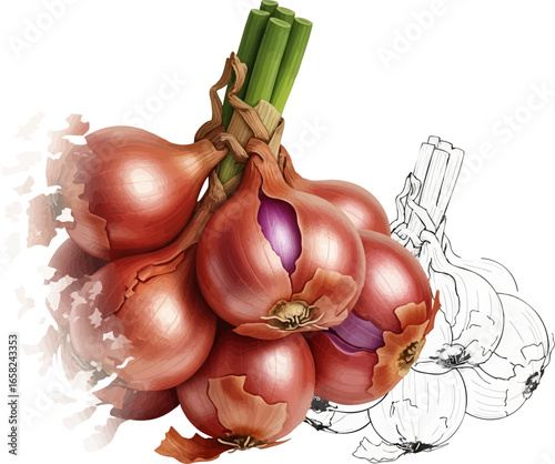 Conceptual Art Sketch Style A Still Life of Shallots