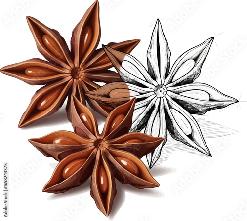 Conceptual Art Sketch Style A Still Life of Star Anise