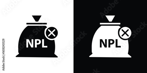 NPL Bag Icon with Cross Mark, Isolated on White Background
