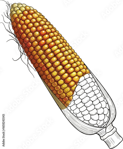 Conceptual Art Sketch Style An Ear of Indian Corn