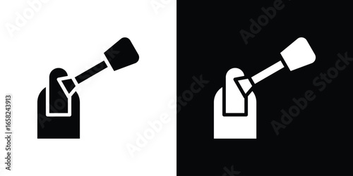 Nail Polish Application Icon, Isolated on White and Black Backgrounds