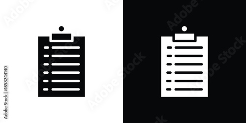 Checklist Icon in Black and White with Solid Backgrounds