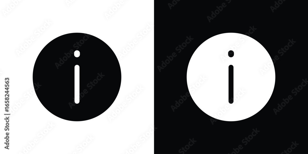 Information Icon in Circle, Isolated on White and Black Backgrounds Information Icon in Circle, Isolated on White and Black Backgrounds
