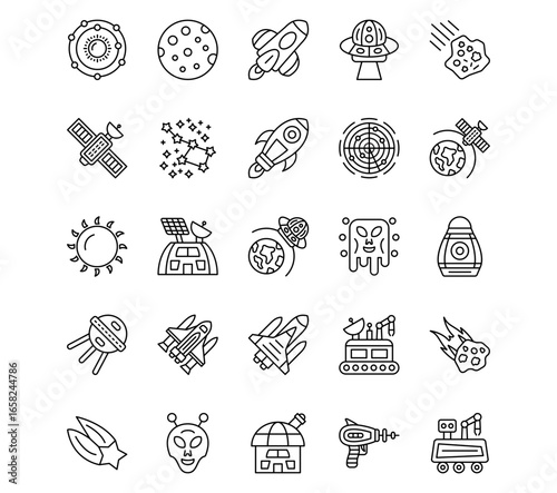 Space Technology Line Icons
