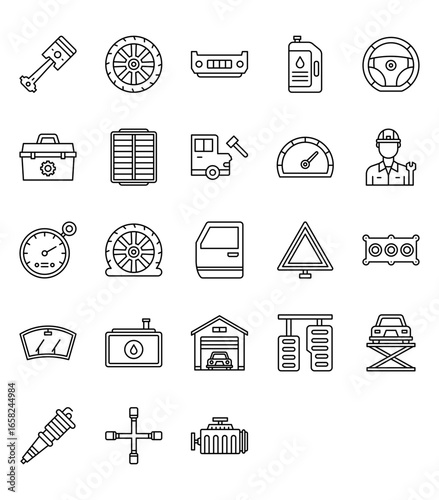 Car Repair Line Icons