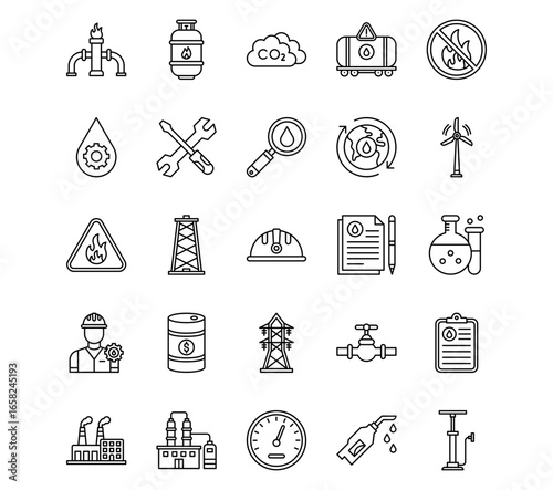 Petrol Industry Line Icons