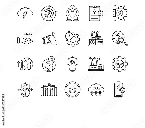 Renewable Energy Line Icons