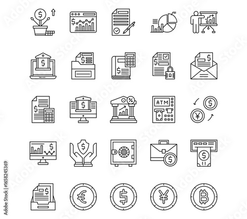 Banking and Finance Line Icons