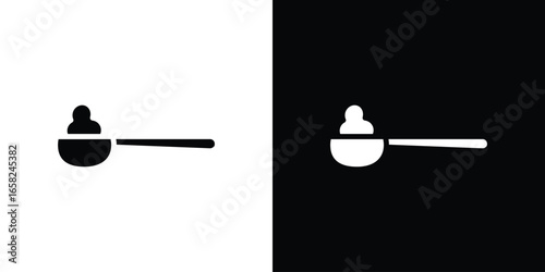 Spoon with Food in Bowl, Isolated on White Background