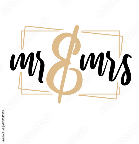 mr and mrs label - layered cut file - elegant clip art