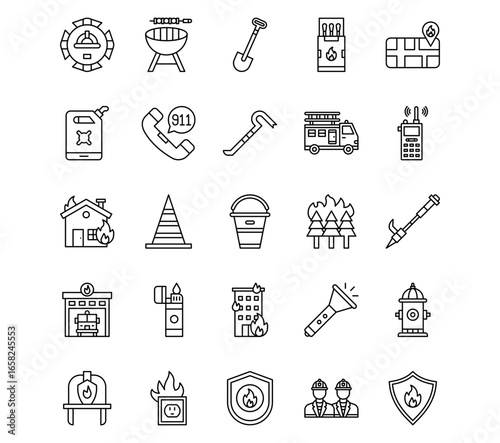 Firefighter Line Icons