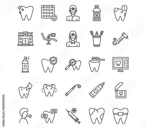 Dental Care Line Icons
