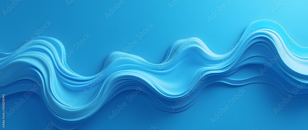 Fototapeta premium Formes et lignes abstraites ondulées de peinture laiteuse bleue 