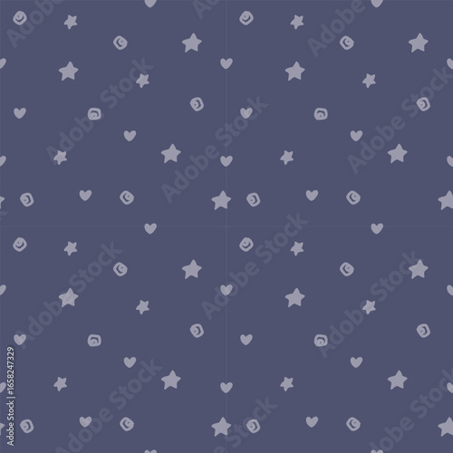 Mystical seamless design with cosmic sky details, dreamy boho background in purple tones