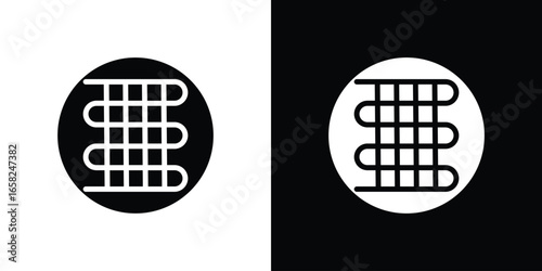 Radiator Icon in Circle with Black and White Backgrounds