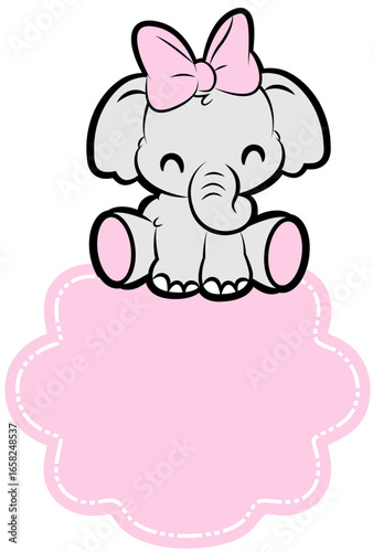 cute baby elephant baby on board sign cad decal - layered cut file -