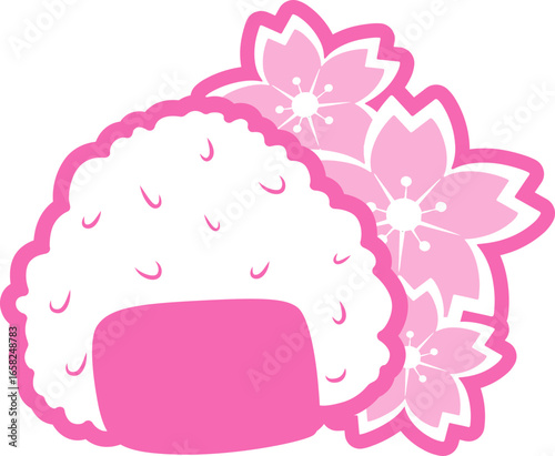 cute sushi cherry blossom lineart onigiri - layered cut file