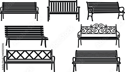 Outdoor bench design collection, modern seating ideas, stylish park benches, urban furniture inspiration, wooden and metal bench styles, public seating options