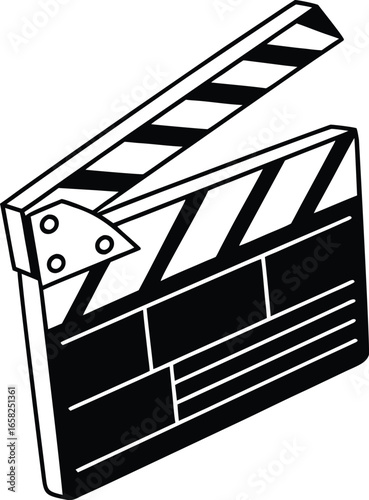 Classic film clapperboard open mid shot black silhouette design