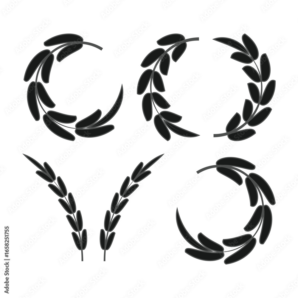 Obraz premium Carbohydrate icon. black outlined wheat grain symbol isolated on white background.